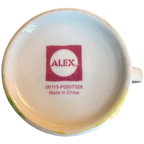 ALEX Ceramic Multicolored Floral Coffee Cup Vibrant Colors 4" tall x 3" diameter - Picture 13 of 14